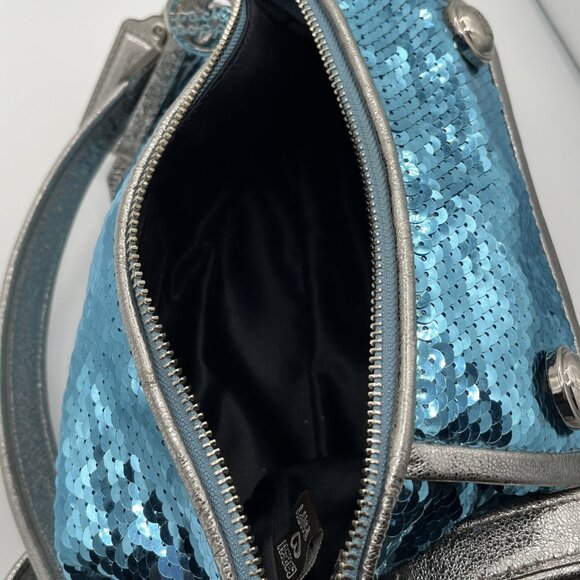 RARE Coach Poppy Turquoise Sequin Spotlight 2-Way Shoulder Bag Handbag - Picture 11 of 12